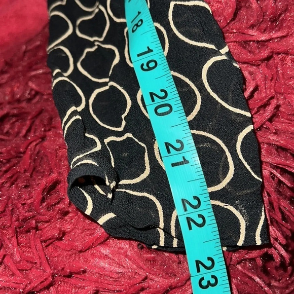 Avenue Large circle Polka Dot Chiffon black beige long sleeve Blouse Sz 14/16 - Picture 8 of 11